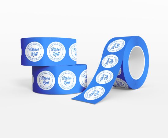 Round Adhesive Sticker Roll Branding Mockup